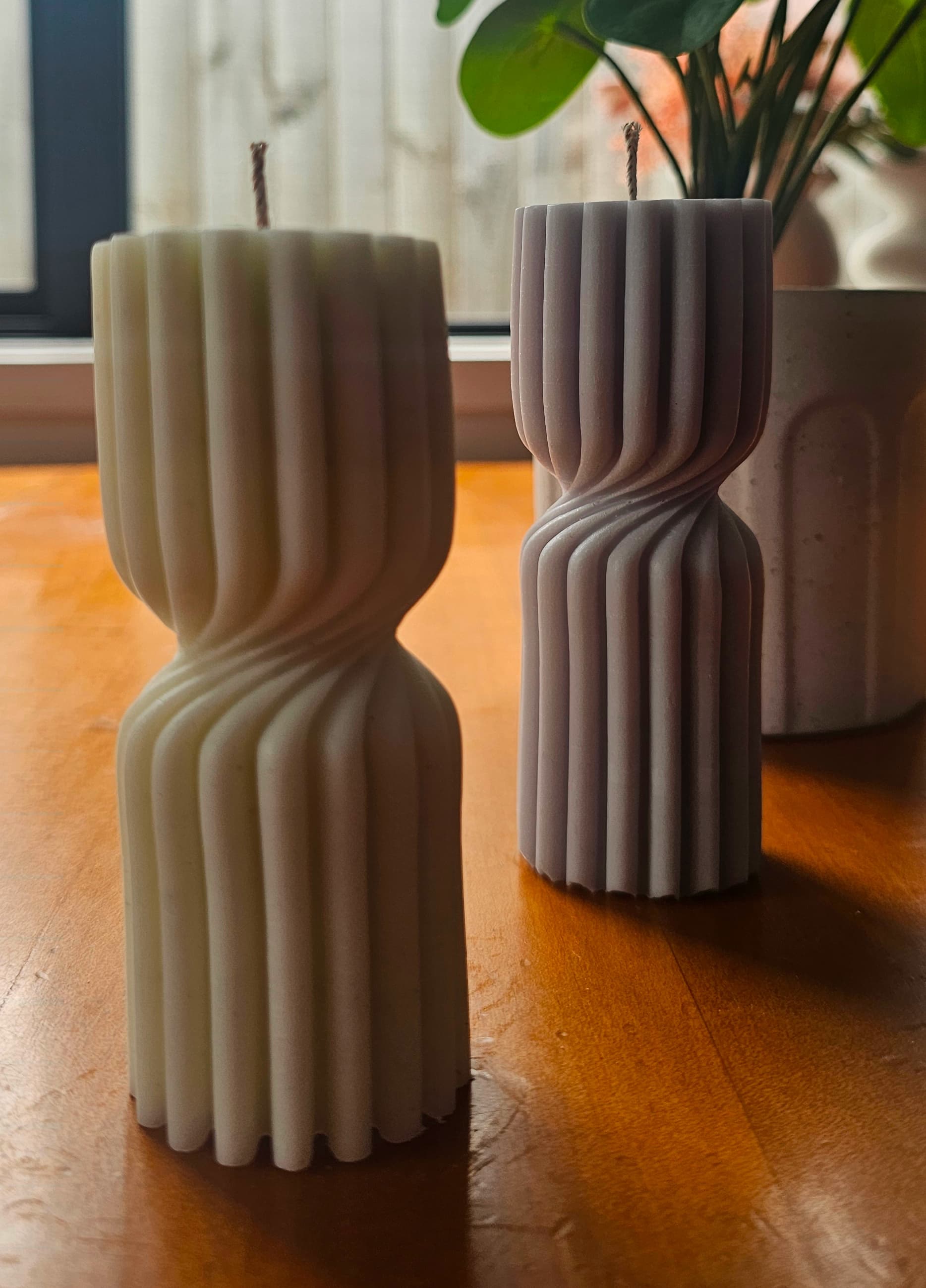 Twisted Ribbed Pillar Candle - Image 2